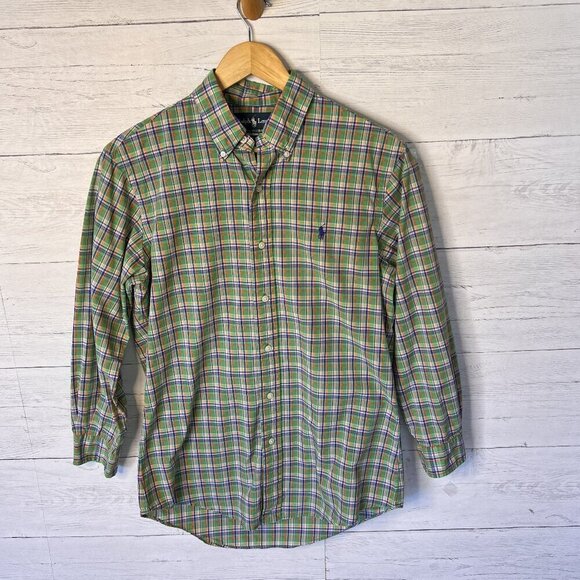 Ralph Lauren Dress Shirt Size Small Custom Fit Vintage Plaid Button Down Plaid - Picture 3 of 15